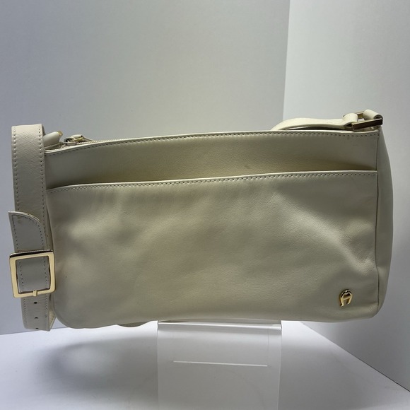 Etienne Aigner Vintage Ivory Cowhide Leather Crossbody Shoulder Bag Purse Medium - Picture 1 of 15